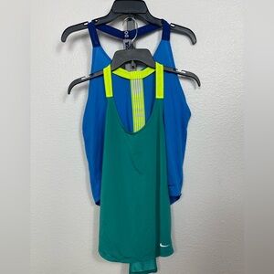 Nike Teal & Royal Blue Athletic Racerback Tank Tops Womens Size Medium Lot